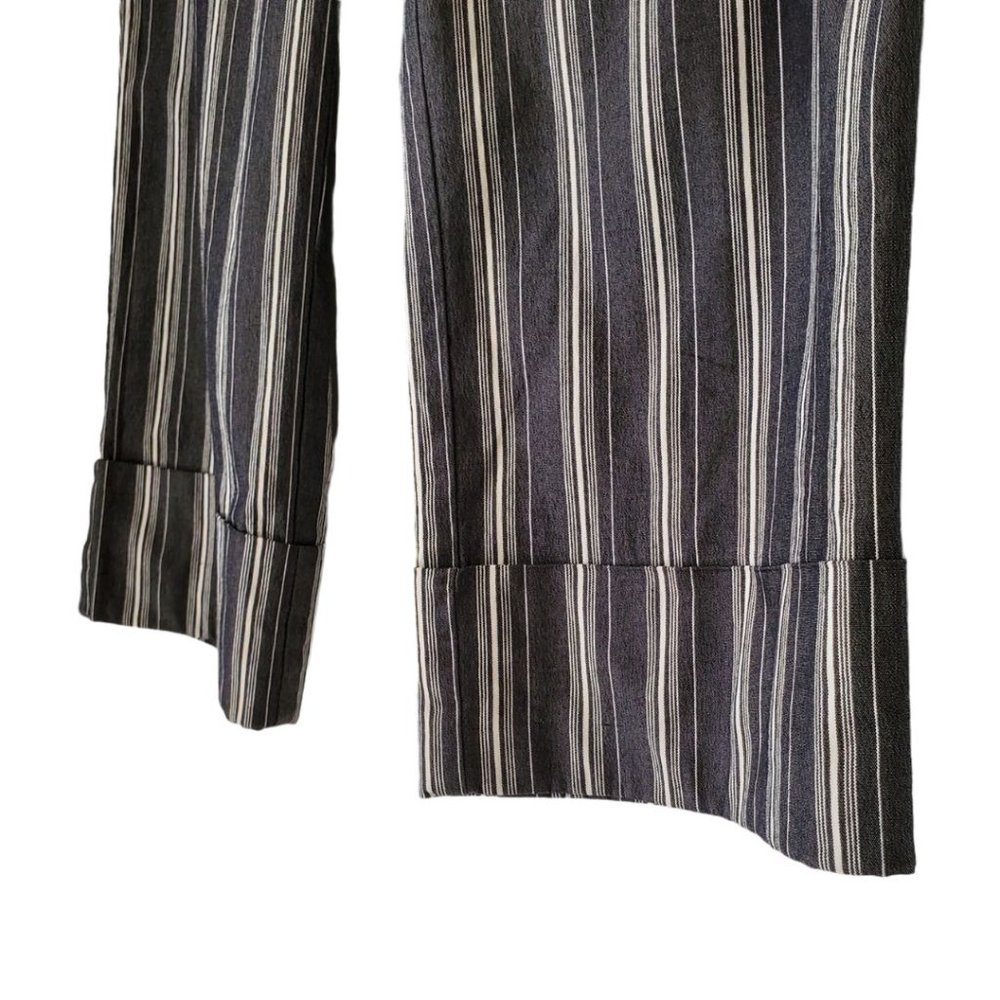 Ann Taylor Loft Striped Cuffed Crop Pants | Like New | 2P | Charcoal White - Picture 8 of 16